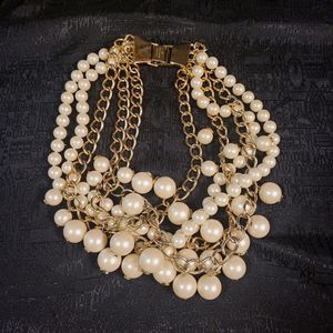 Vtg Kate Spade Purely Pearly Necklace Glass Pearls Gold Plate Chain & Bow Clasp